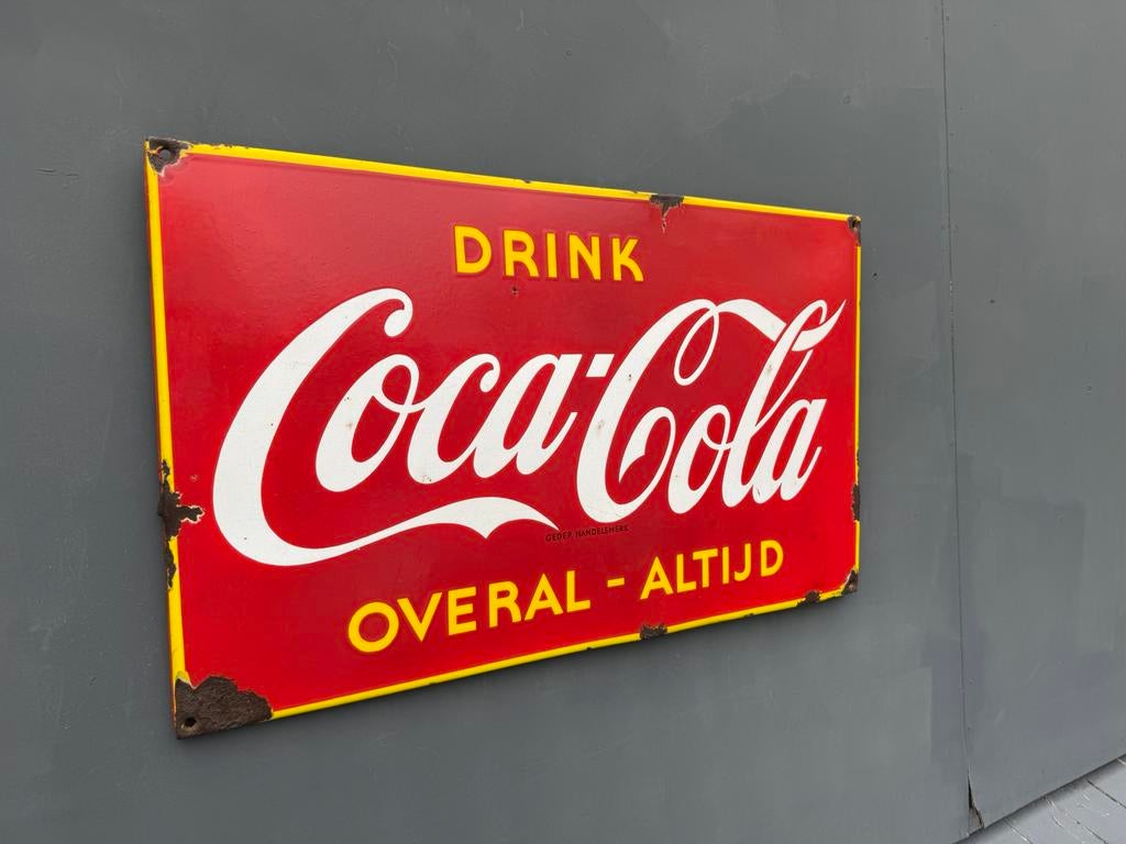 Coca Cola emaille reclamebord, Ophalen of Verzenden, Gebruikt, Reclamebord