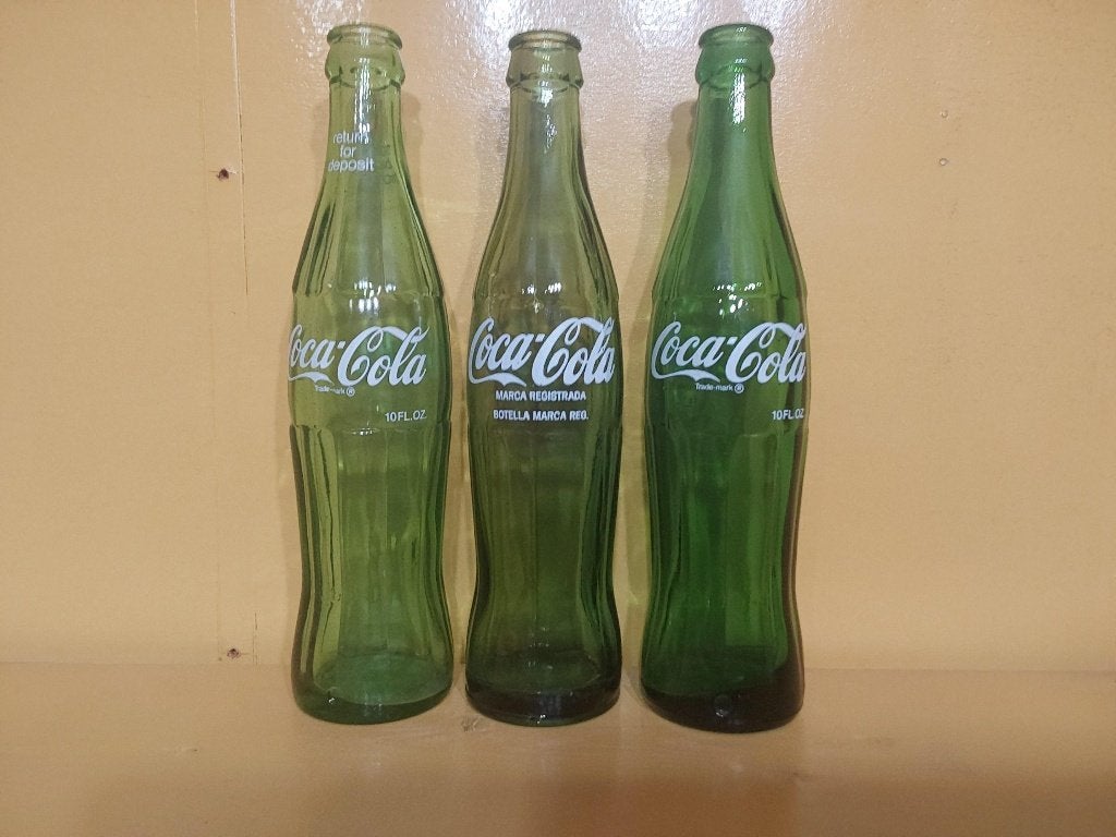 Coca Cola Flessen 3x Groen, Ophalen of Verzenden, Zo goed als nieuw, Gebruiksvoorwerp