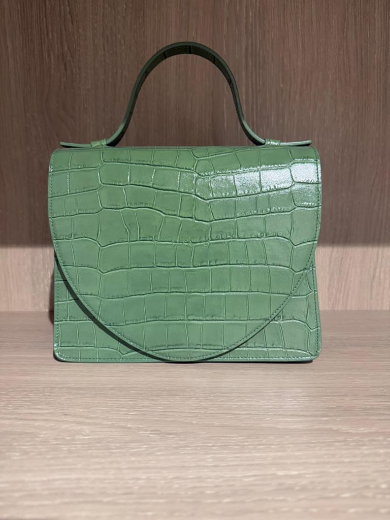 Mieke Dierckx Mini briefcase Croco Olive, Handtassen en Accessoires, Tassen | Damestassen, Ophalen of Verzenden, Nieuw, Groen