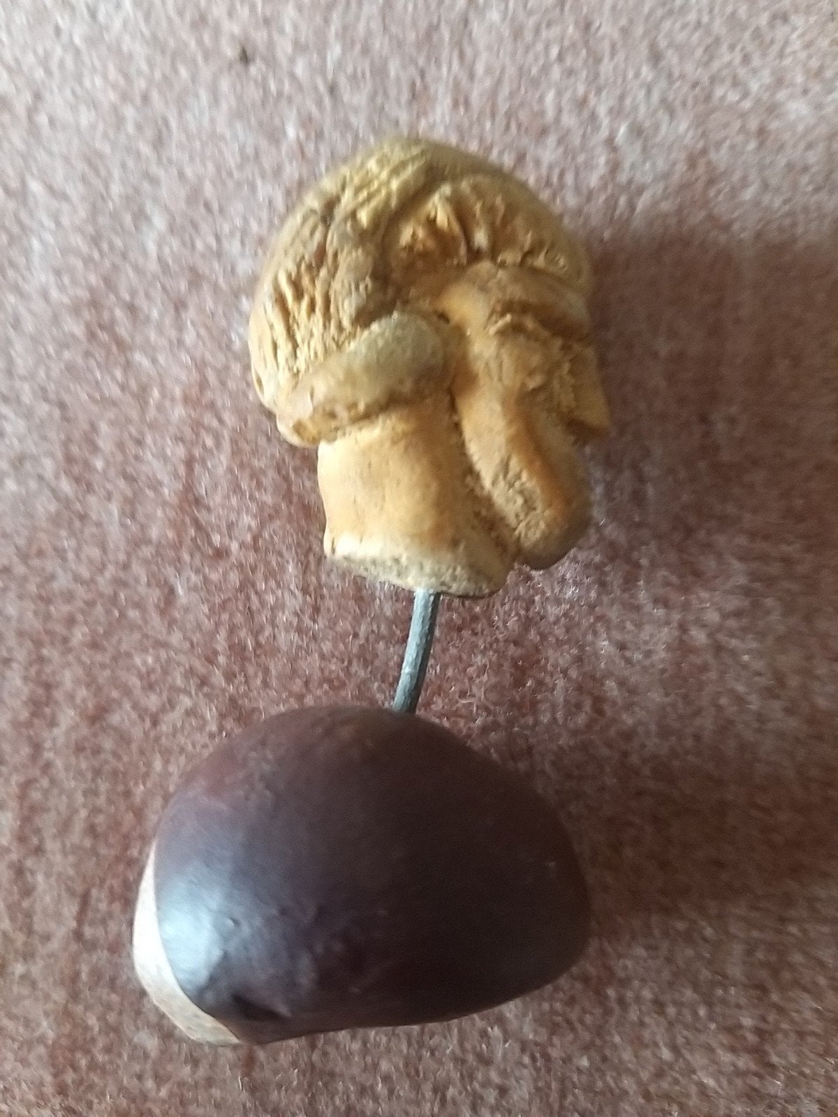 Tête sculptée dans du châtaignier sauvage, Enlèvement