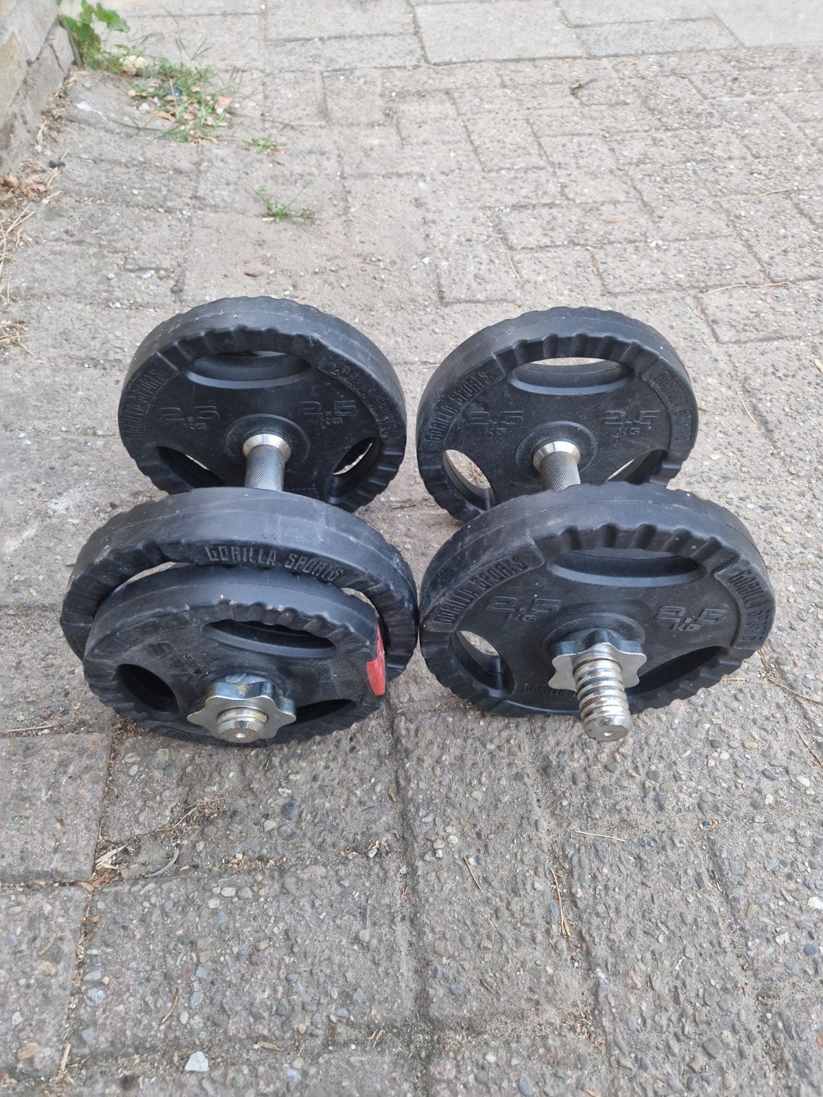 Gorilla Sports Dumbbells - 4x 2.5KG, 2x 1.25KG met stangen, Ophalen, Gebruikt, Benen, Dumbbell