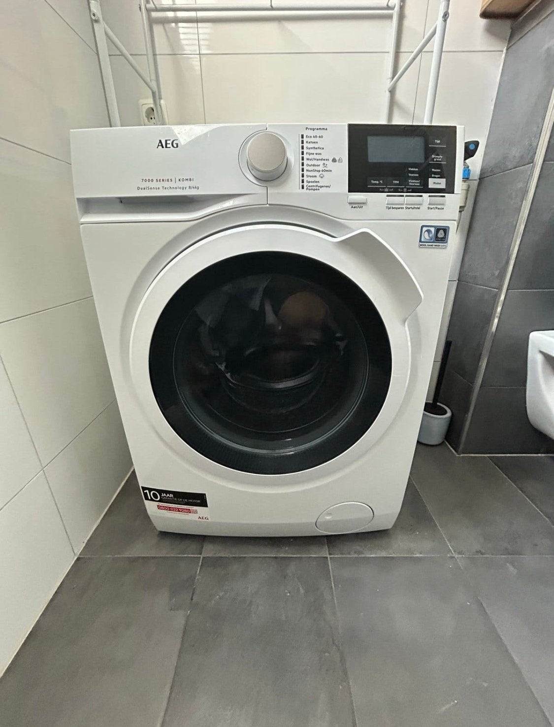 AEG was/droogmachine - zo goed als nieuw, Ophalen, 8 tot 10 kg, Zo goed als nieuw, 85 tot 90 cm