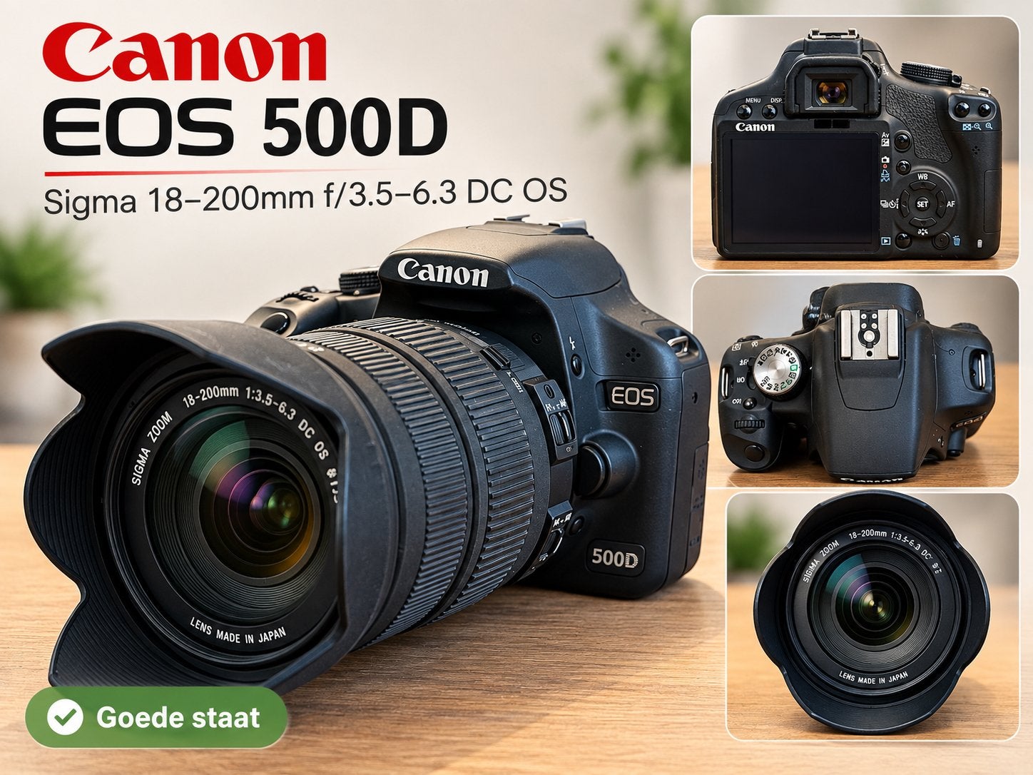 Canon EOS 500D + Sigma 18-200mm lens - goede staat, Ophalen of Verzenden, Zo goed als nieuw, Canon