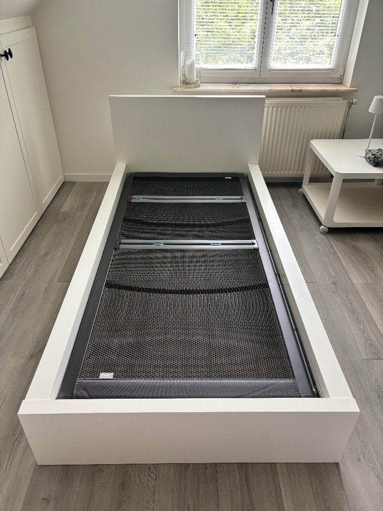 Wit eenpersoonsbed, Huis en Inrichting, Ophalen, Overige materialen, Gebruikt, 90 cm