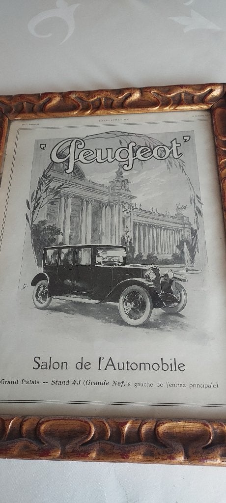oude reklame "salon de l'automobile, Peugeot", 1923, Verzamelen, Merken en Reclamevoorwerpen, Verzenden, Gebruikt, Reclamebord