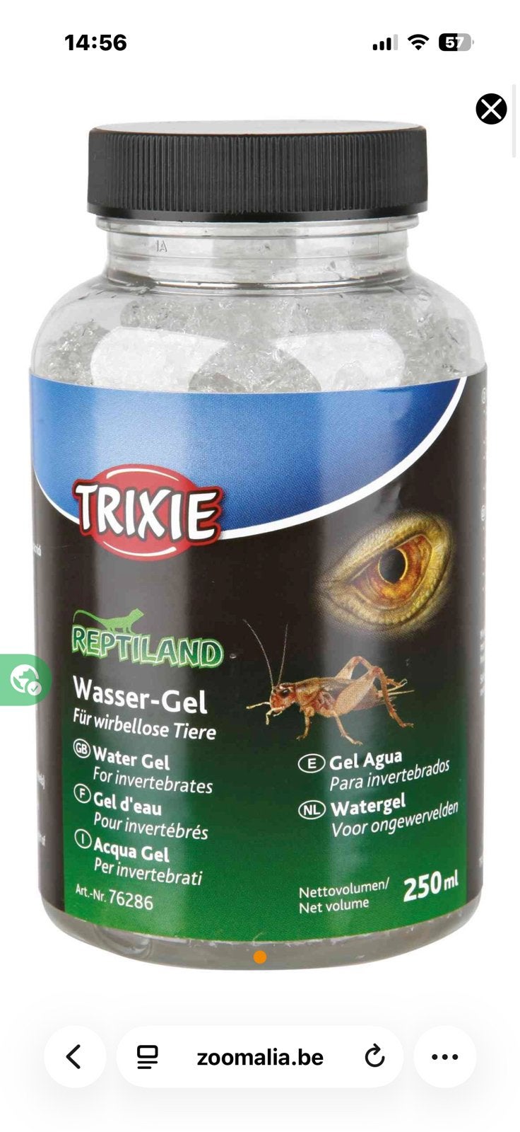Trixie Gel Eau Pour Invertébrés (2 à vendre ensemble), Dieren en Toebehoren, Ophalen of Verzenden, Nieuw, Overige typen