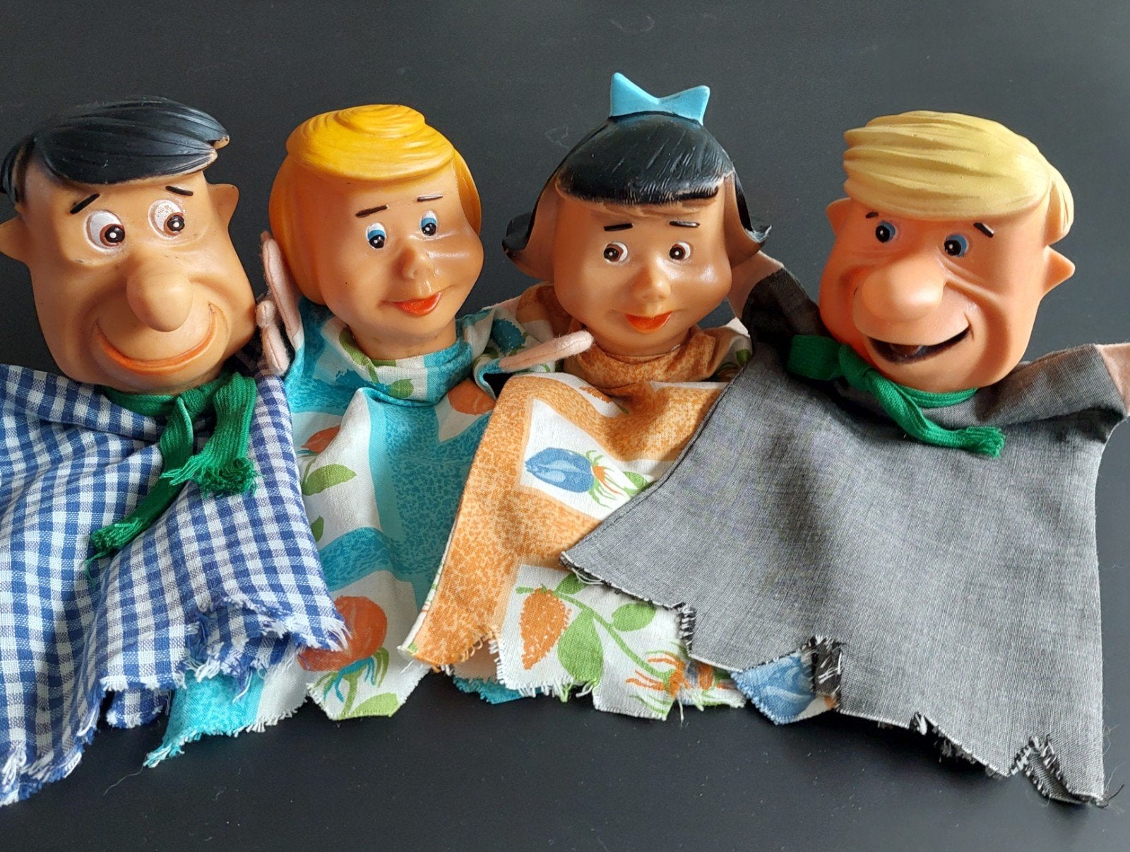 Set Flintstones poppenkastpoppen Hanna-Barbera 1960 rubber, Antiek en Kunst, Antiek | Speelgoed, Ophalen of Verzenden