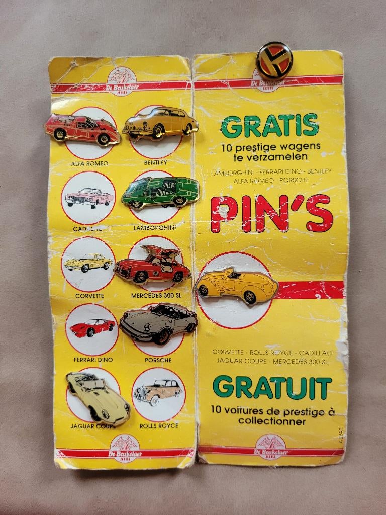 Pin's collectie De Beukelaer oldtimer/reclame 1990, Verzamelen, Verzenden, Gebruikt, Overige onderwerpen, Speldje of Pin