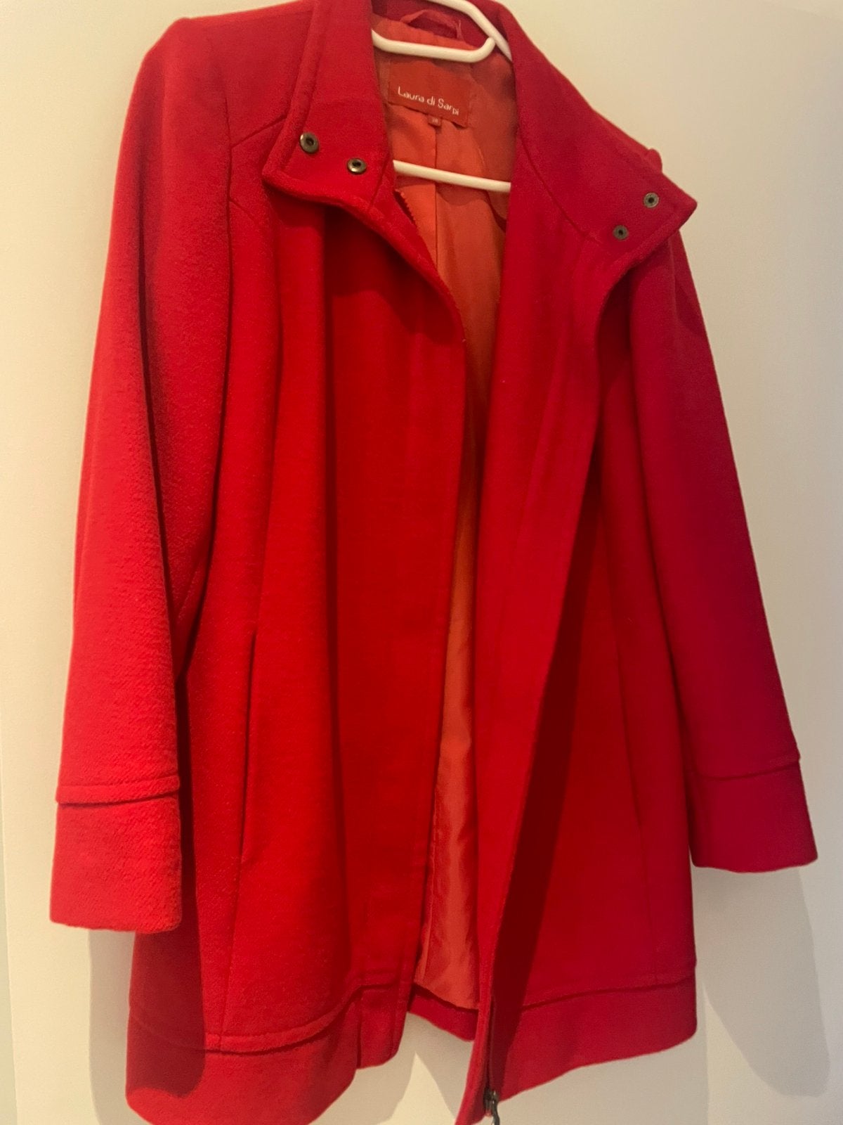 Wollen mantel 38 rood, Kleding | Dames, Ophalen, Zo goed als nieuw, Maat 38/40 (M), Rood
