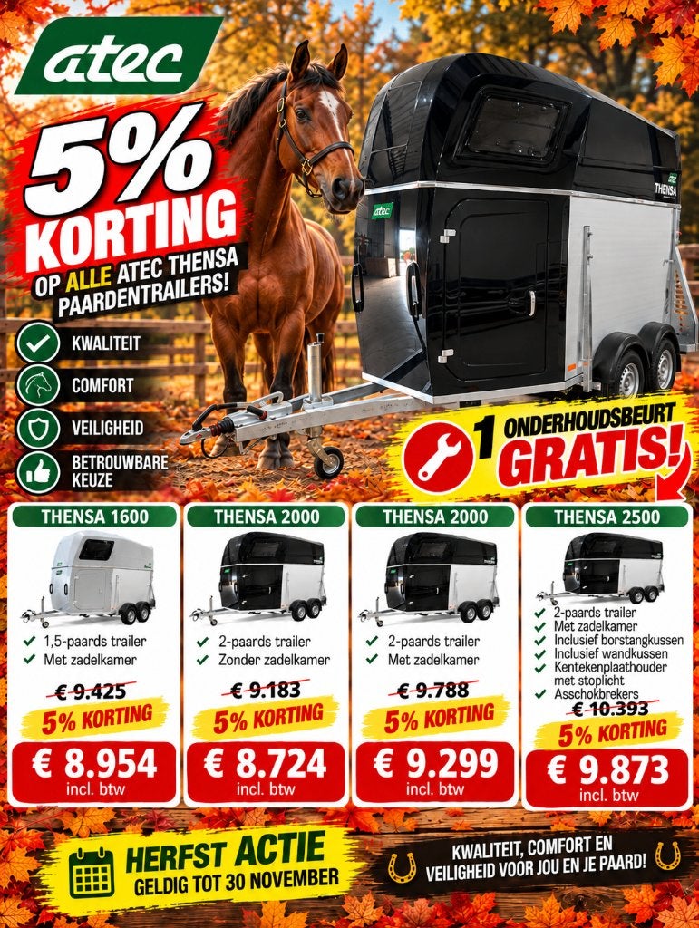 atec thensa - 1.5 paards - 2 paards (actie prijs), Dieren en Toebehoren, Ophalen, Nieuw, Aluminium, 1½-paards trailer