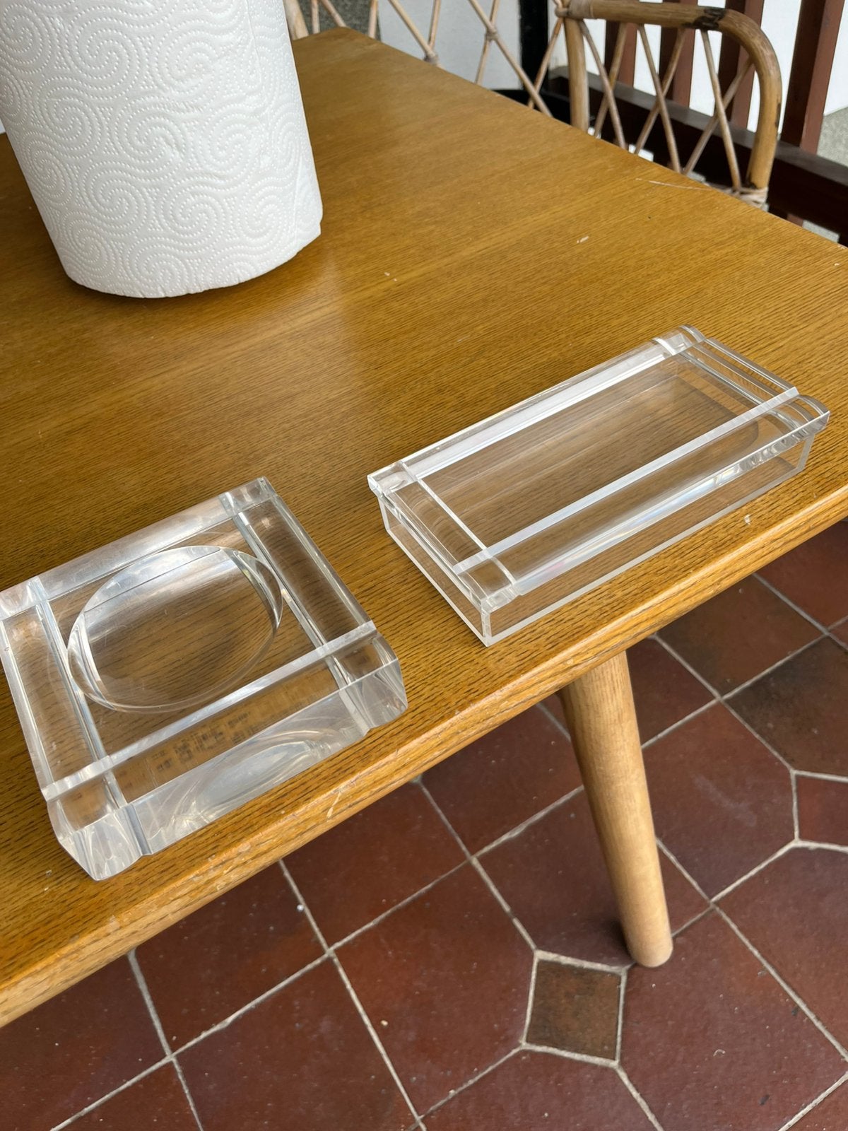 Midcentury Acryl plexglass bureauset 1970, Ophalen, Glas