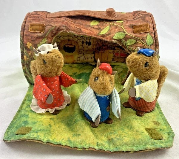 Fisher-Price Woodsey eekhoorn familie vintage 1979 set, Kinderen en Baby's, Speelgoed | Fisher-Price, Verzenden, Zo goed als nieuw