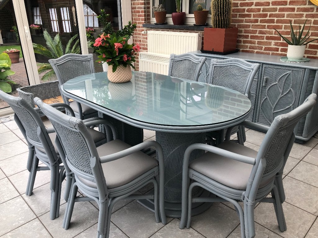 Verandaset, Ophalen, Zo goed als nieuw, Rotan, 6 zitplaatsen