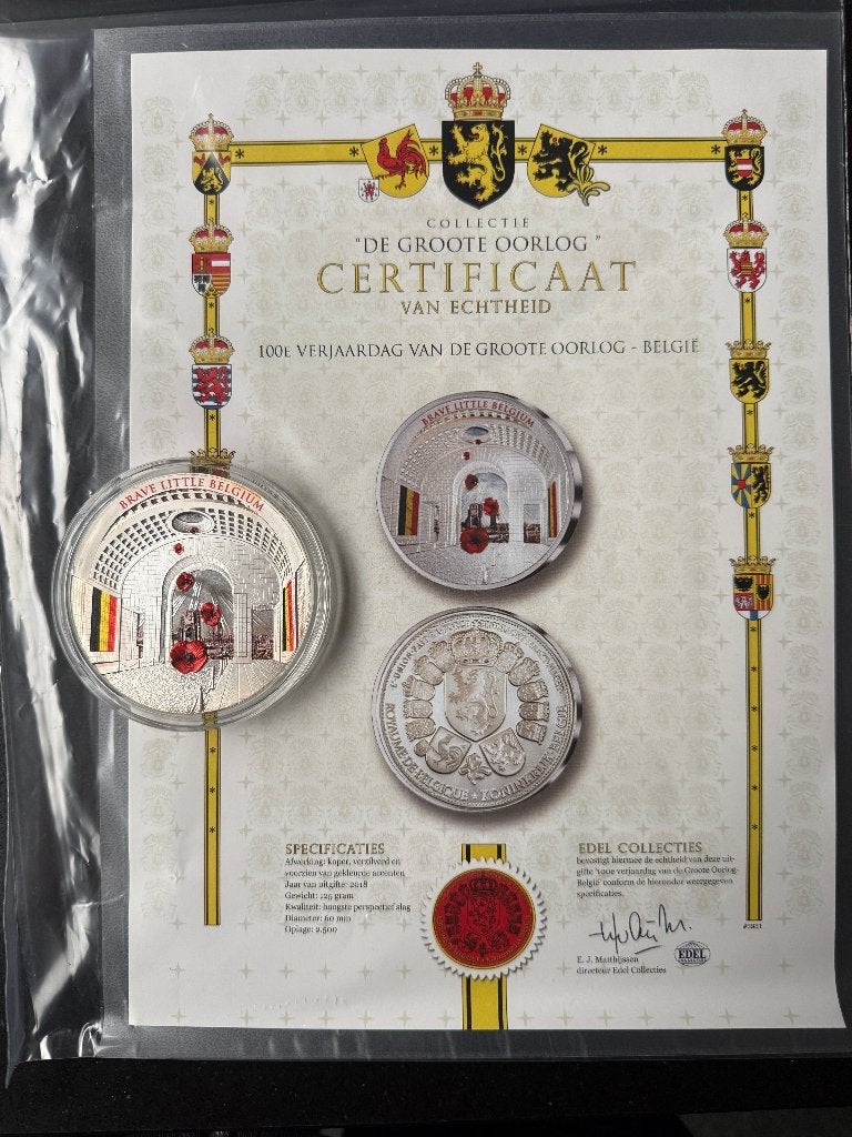 XXL Herdenkingsmunt 100 Jaar Groote Oorlog België PROOF, Ophalen of Verzenden, België