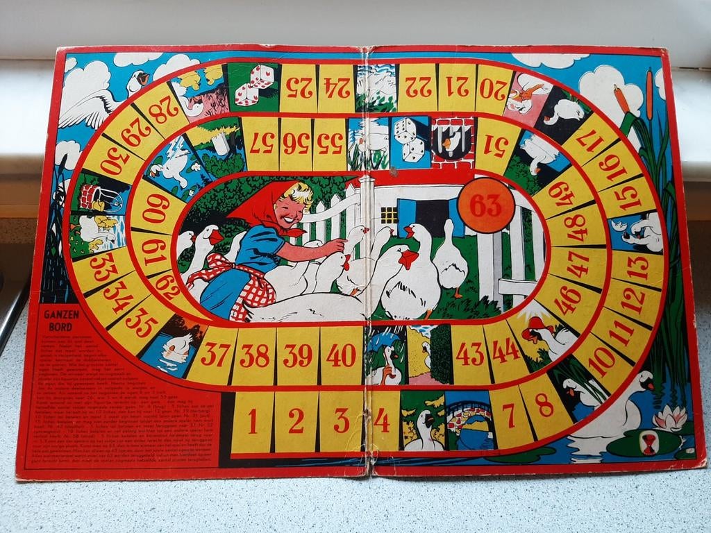 Vintage Ganzenbord jaren 60 retro bordspel, Antiek en Kunst, Ophalen of Verzenden