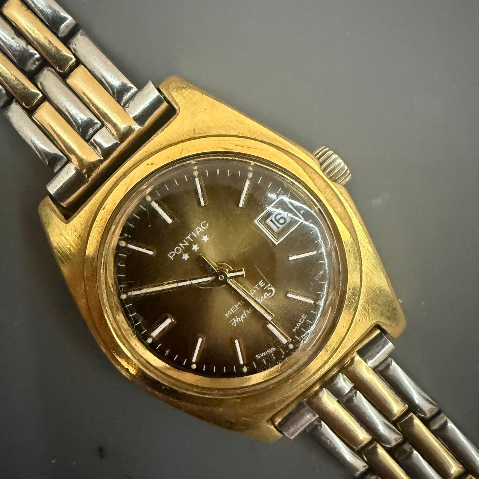 Vintage Pontiac Memodate Hydraulica 3 Ladies Watch – Running, Ophalen of Verzenden, Gebruikt, Polshorloge, Overige merken