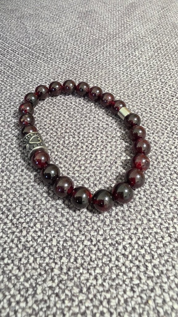 Bracelet Femme — Pierre Naturelle (Grenat), Enlèvement ou Envoi, Avec bracelets à breloques ou perles, Acier, Neuf