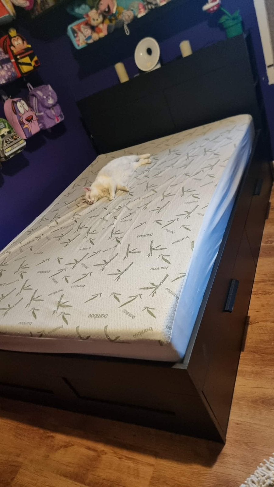 Lit ikea Brimnes avec tiroirs tete de lit et 2 sommiers, Maison & Meubles, Enlèvement, Utilisé, Brun