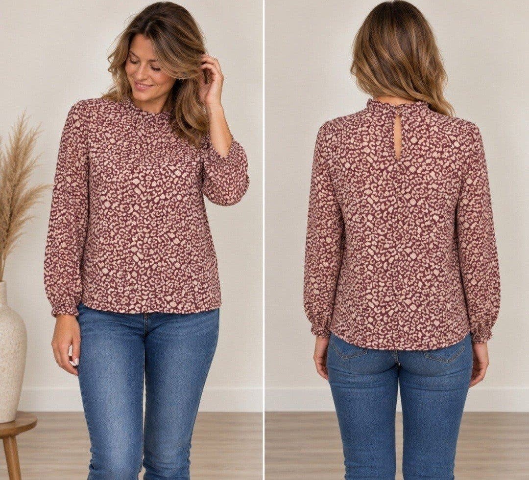 Pigalle blouse Maat 34/36 - auberginekleur - Topstaat, Paars, Pigalle, Ophalen of Verzenden, Zo goed als nieuw