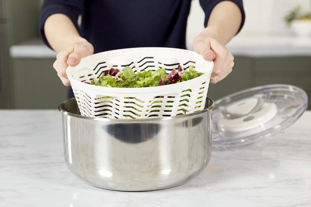 Nieuw | Slazwierder met inox kom 26cm Easy Spin 2 Zyliss, Inox, Overige typen, Nieuw, Ophalen of Verzenden