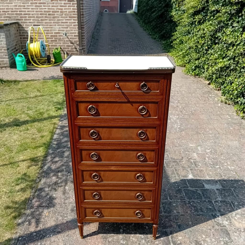 Antieke Franse semainier in mahonie, Ophalen, Zo goed als nieuw