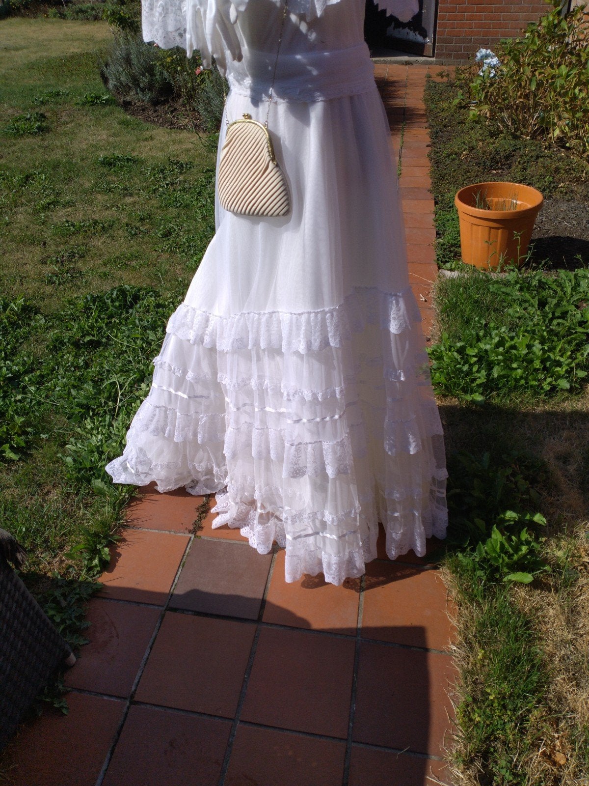 Vintage trouwjurk jaren '70, Enlèvement, Comme neuf, Blanc, Robe de mariée