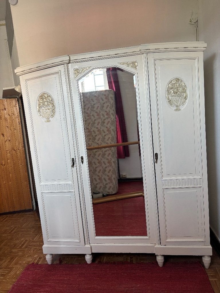 mooie eiken kleerkast - drie deuren, één met spiegel, Huis en Inrichting, Ophalen, Met deur(en), Gebruikt, 100 tot 150 cm