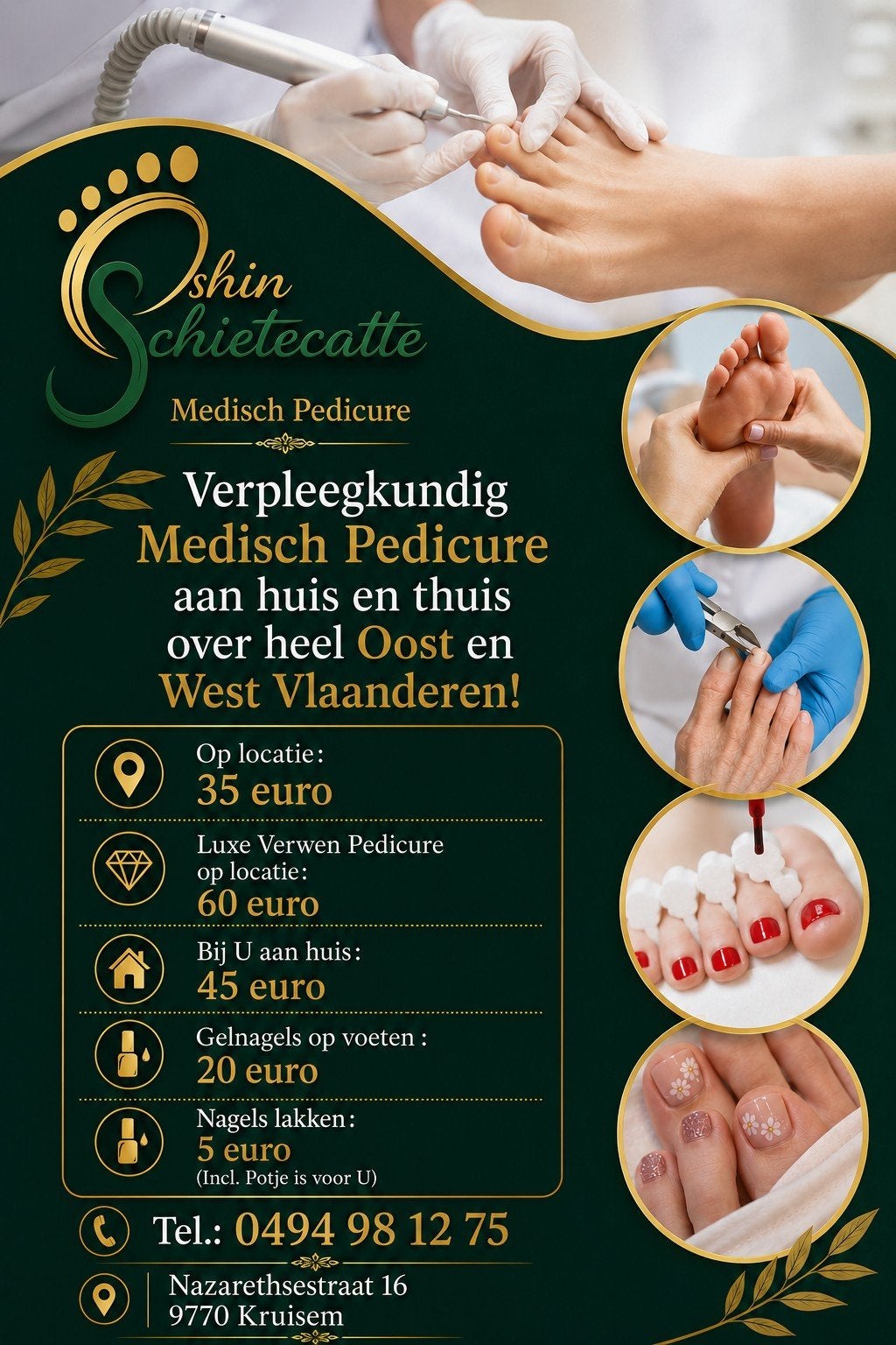 Pijnloze voeten . Medisch Pedicure Oshin, Ophalen