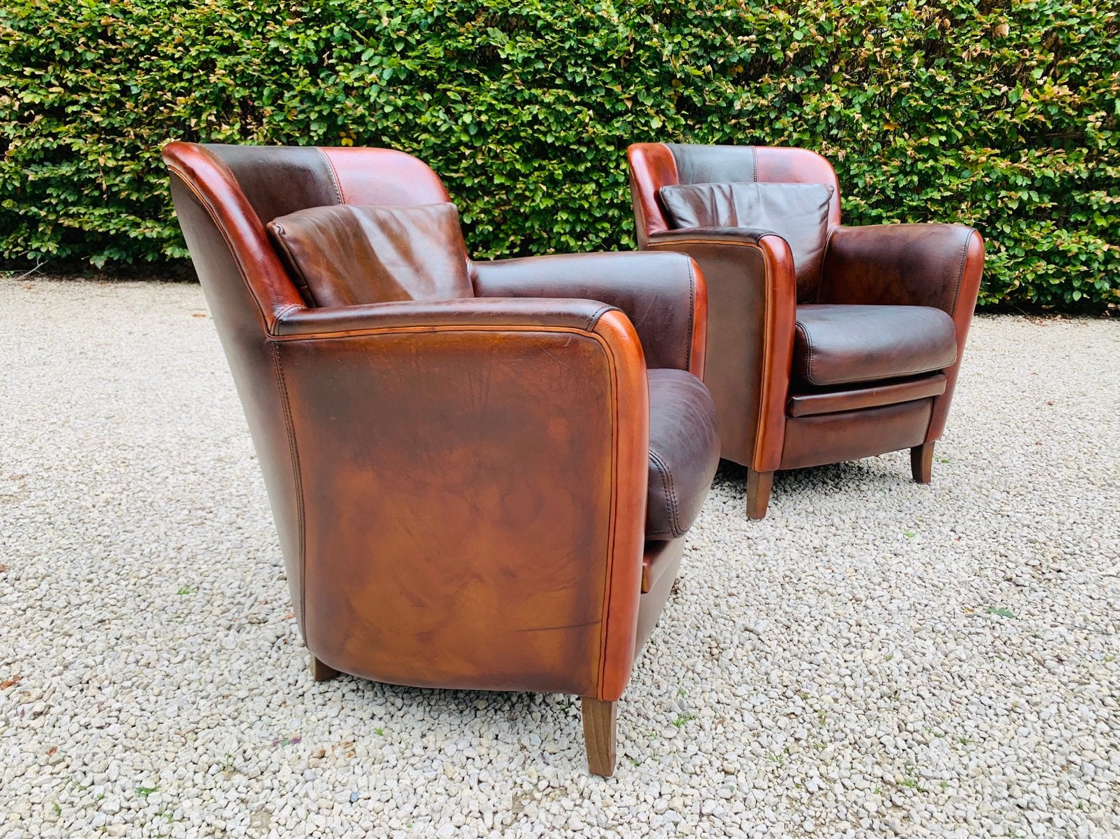 2 klasse kwaliteit’s ClubFauteuils in rundleder.Top!, Maison & Meubles, Enlèvement, Utilisé