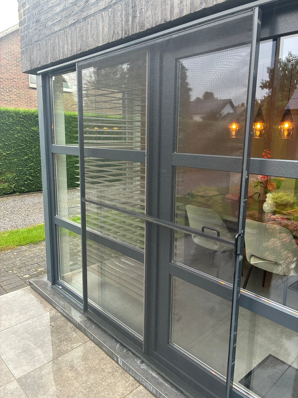 Schuifraam,vliegenraam ral 7016, Enlèvement, Comme neuf, Aluminium