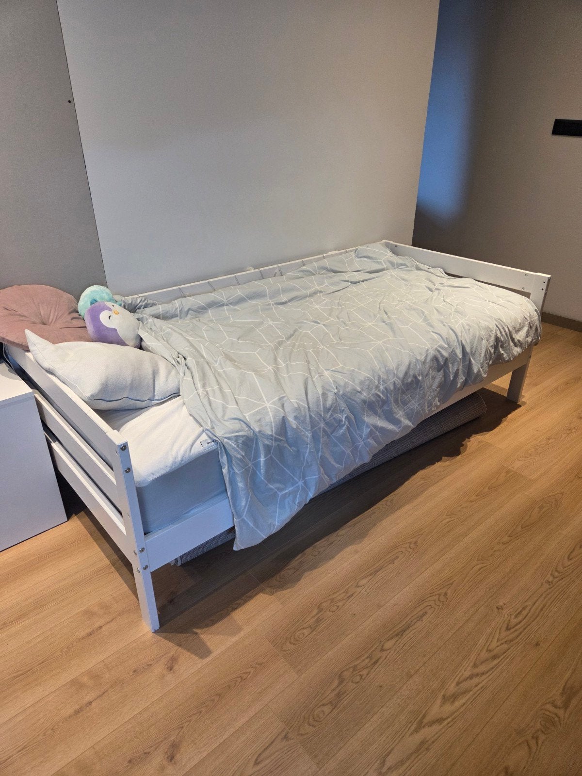 Eenpersoonsbed Ikea + matras + lattenbodem, Huis en Inrichting, Ophalen, 90 cm, Eenpersoons, Wit