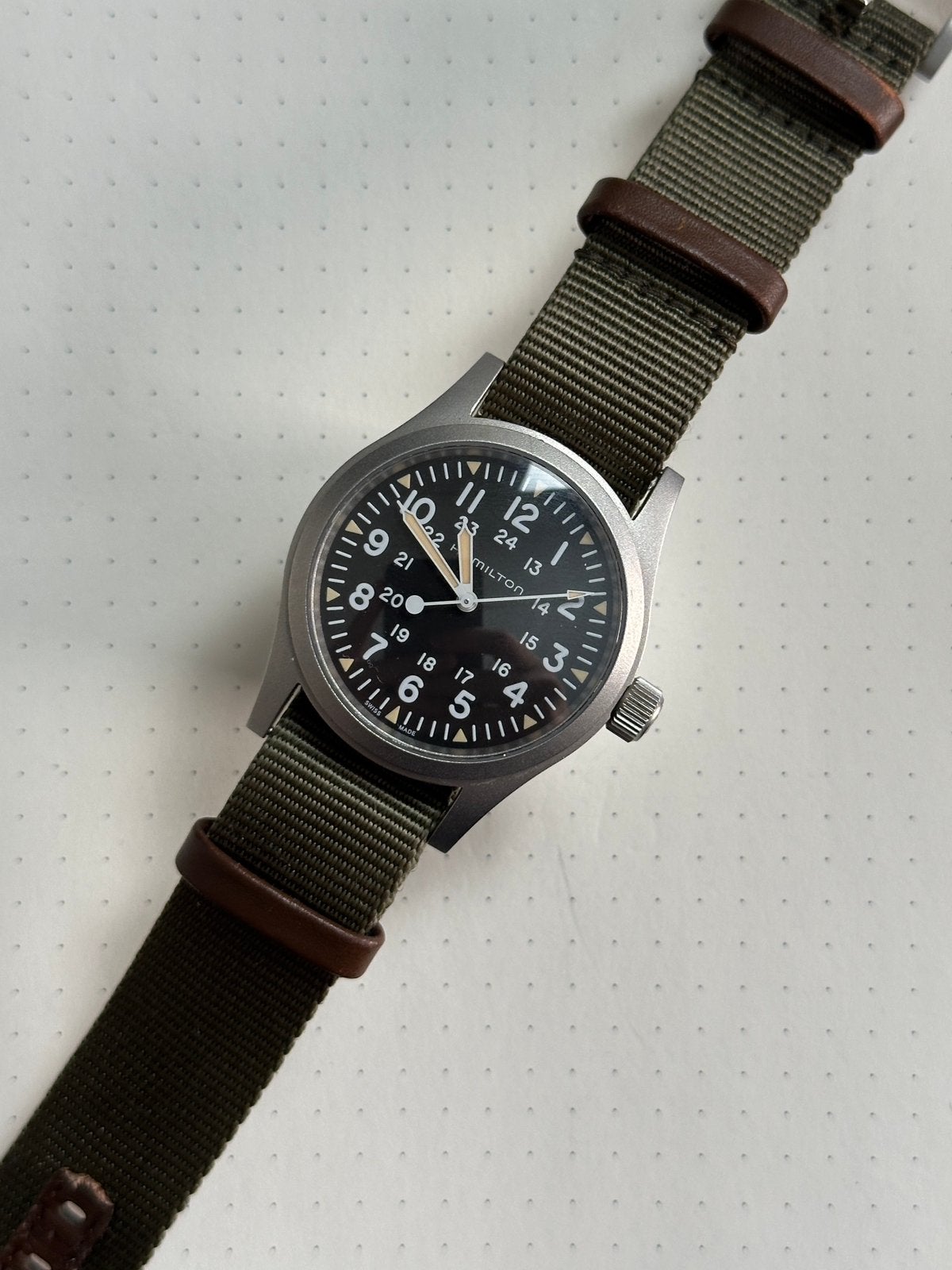 Hamilton Khaki Field, Handtassen en Accessoires, Horloges | Heren, Overige merken, Staal, Polshorloge, Overige materialen