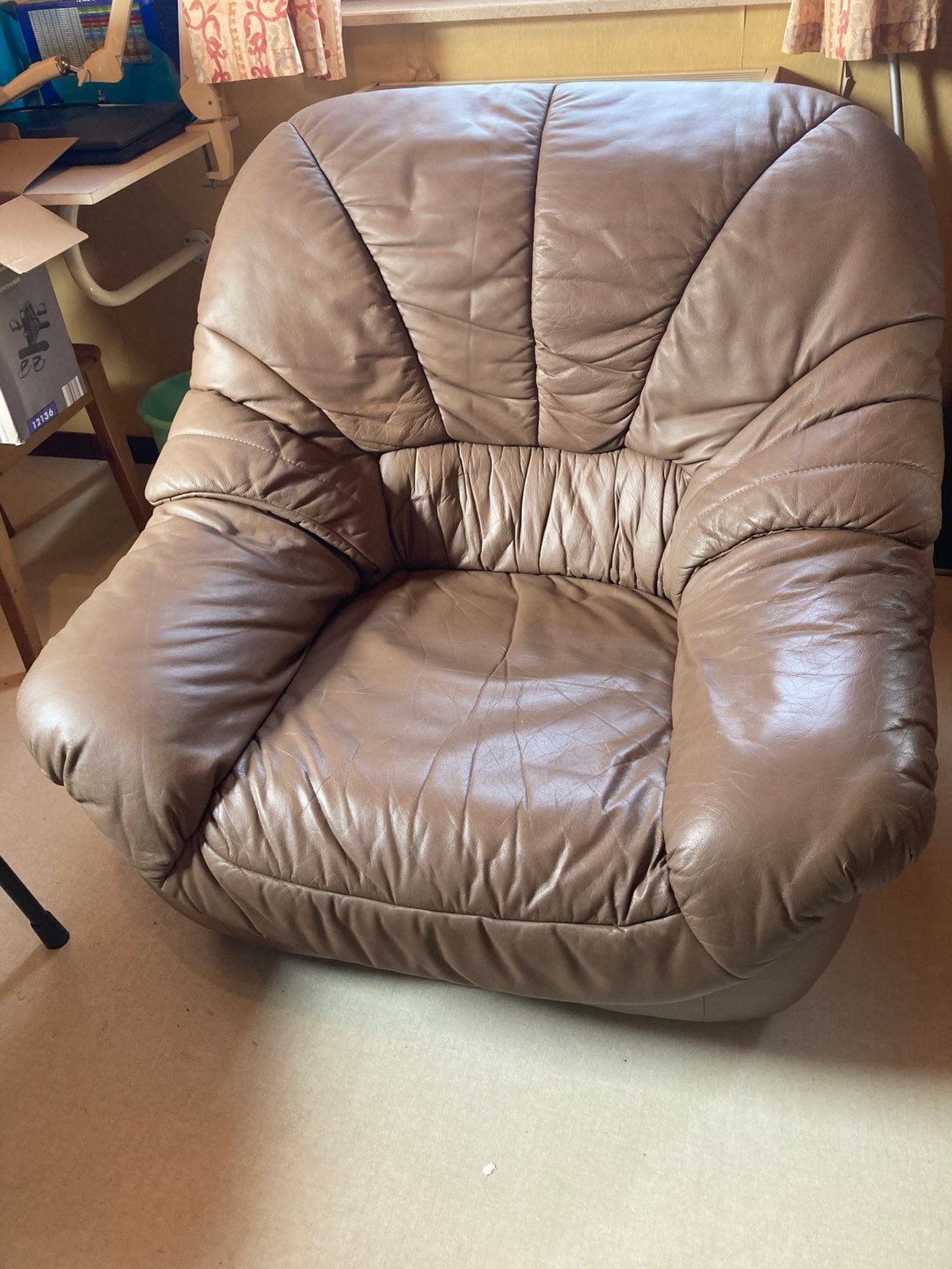 Lederen zetel 1 zit, Huis en Inrichting, Fauteuils, Ophalen, Gebruikt