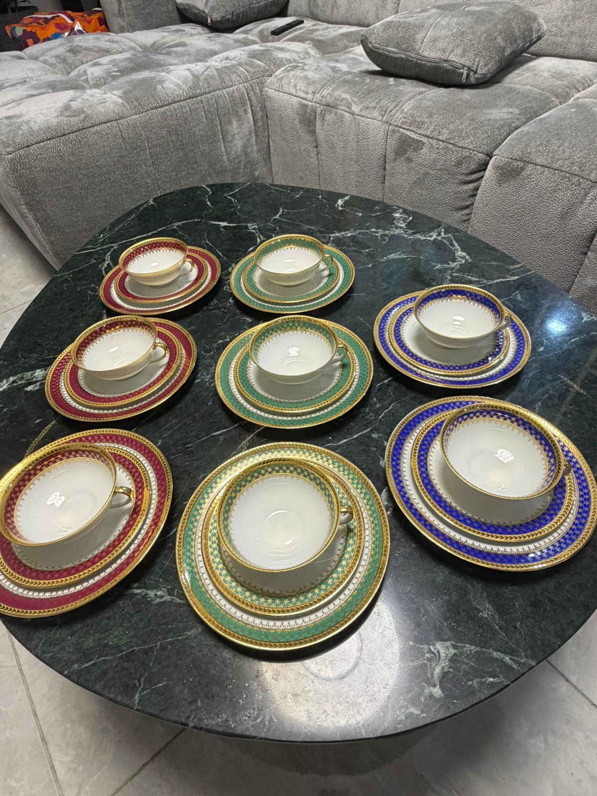 Vintage Bardet Limoges Porselein Servies 8 Trio Sets (1950), Ophalen