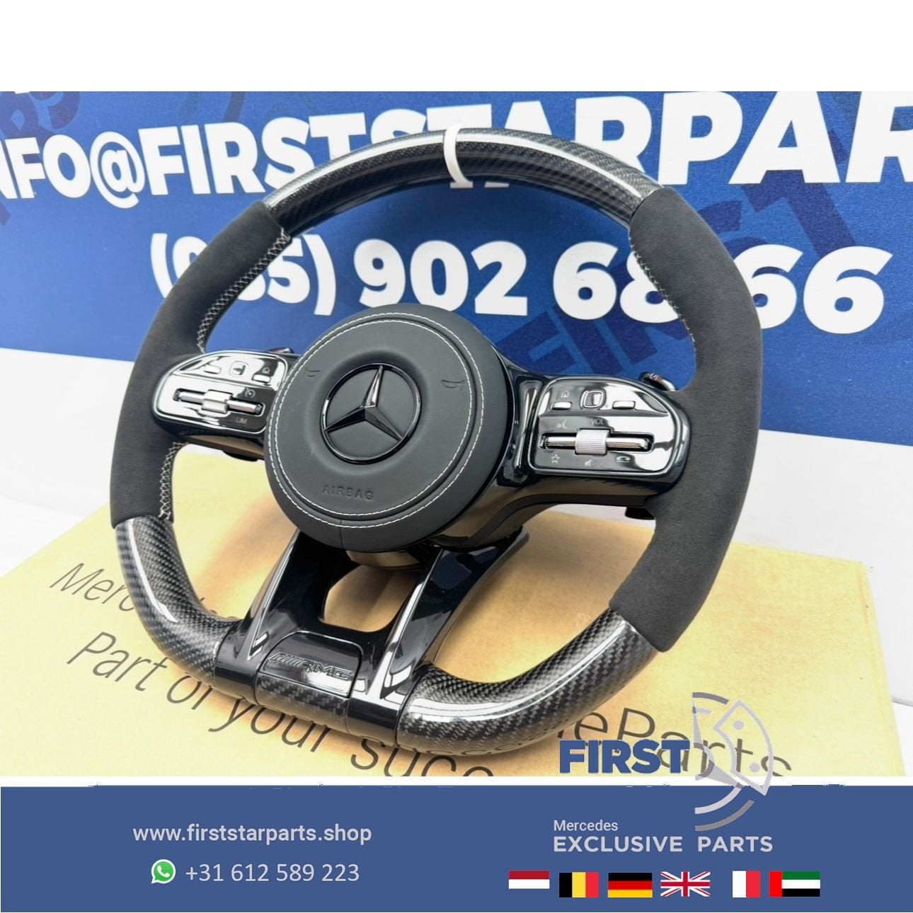 AMG CARBON STUUR A35 A45 CLA45 C63 E63 GLC63 GLE63 GT63 G63, Autos : Pièces & Accessoires, Commande, Mercedes-Benz, Utilisé, Enlèvement ou Envoi