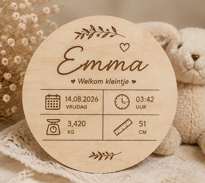 Plaque nominative en bois personnalisée pour chambre de bébé, Enlèvement ou Envoi, Neuf, Tableau de naissance