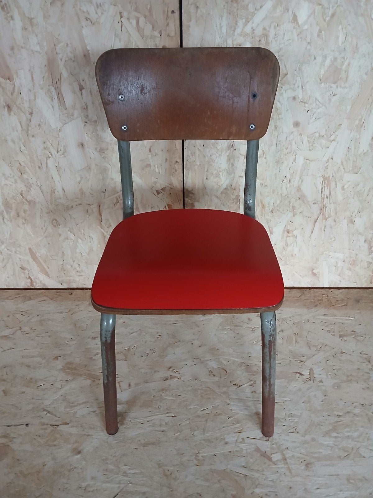 Vintage Tubax schoolstoel 1965, rood, Ophalen