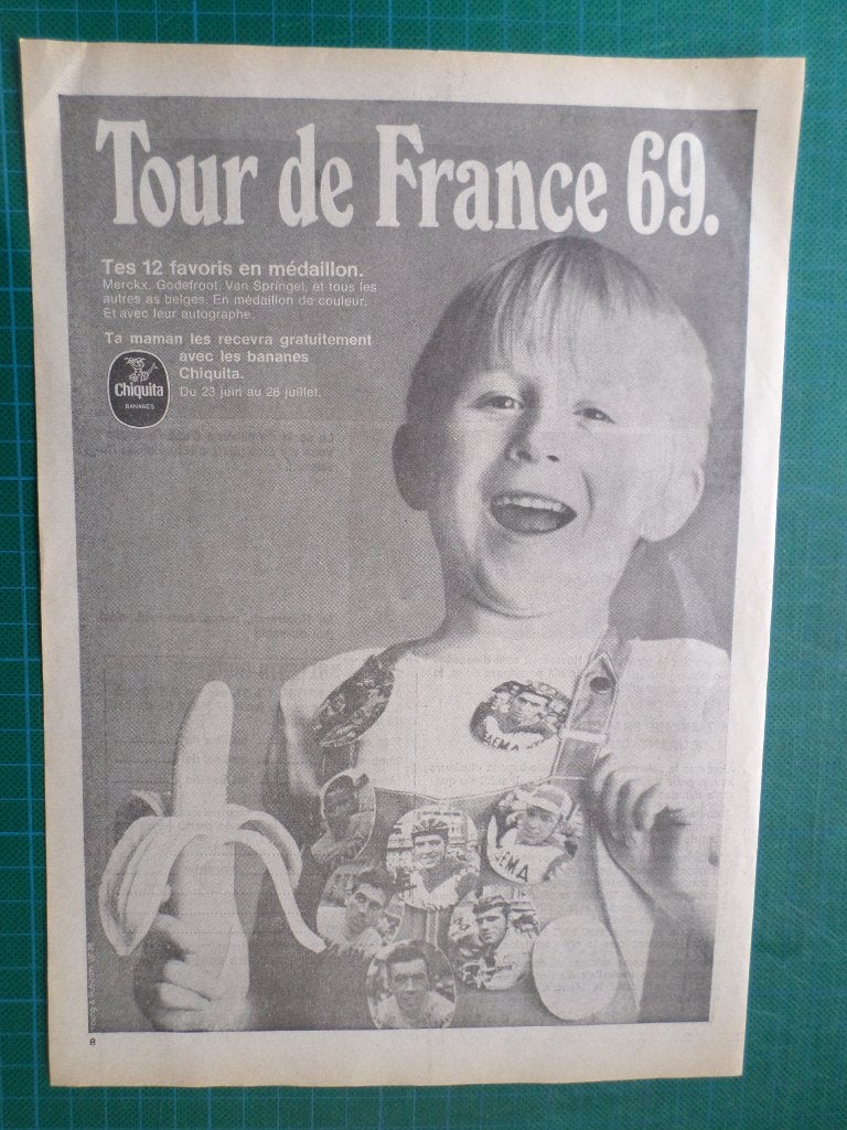 Chiquita tour de France 69 - publicité papier - 1969, Ophalen of Verzenden, Gebruikt, Overige typen