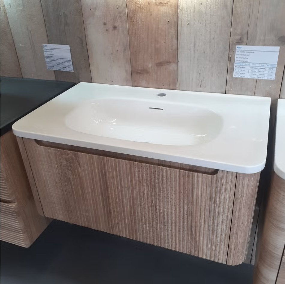NIEUW! licht eiken, badmeubel, wastafel, ronde afwerking, Ophalen of Verzenden, Nieuw