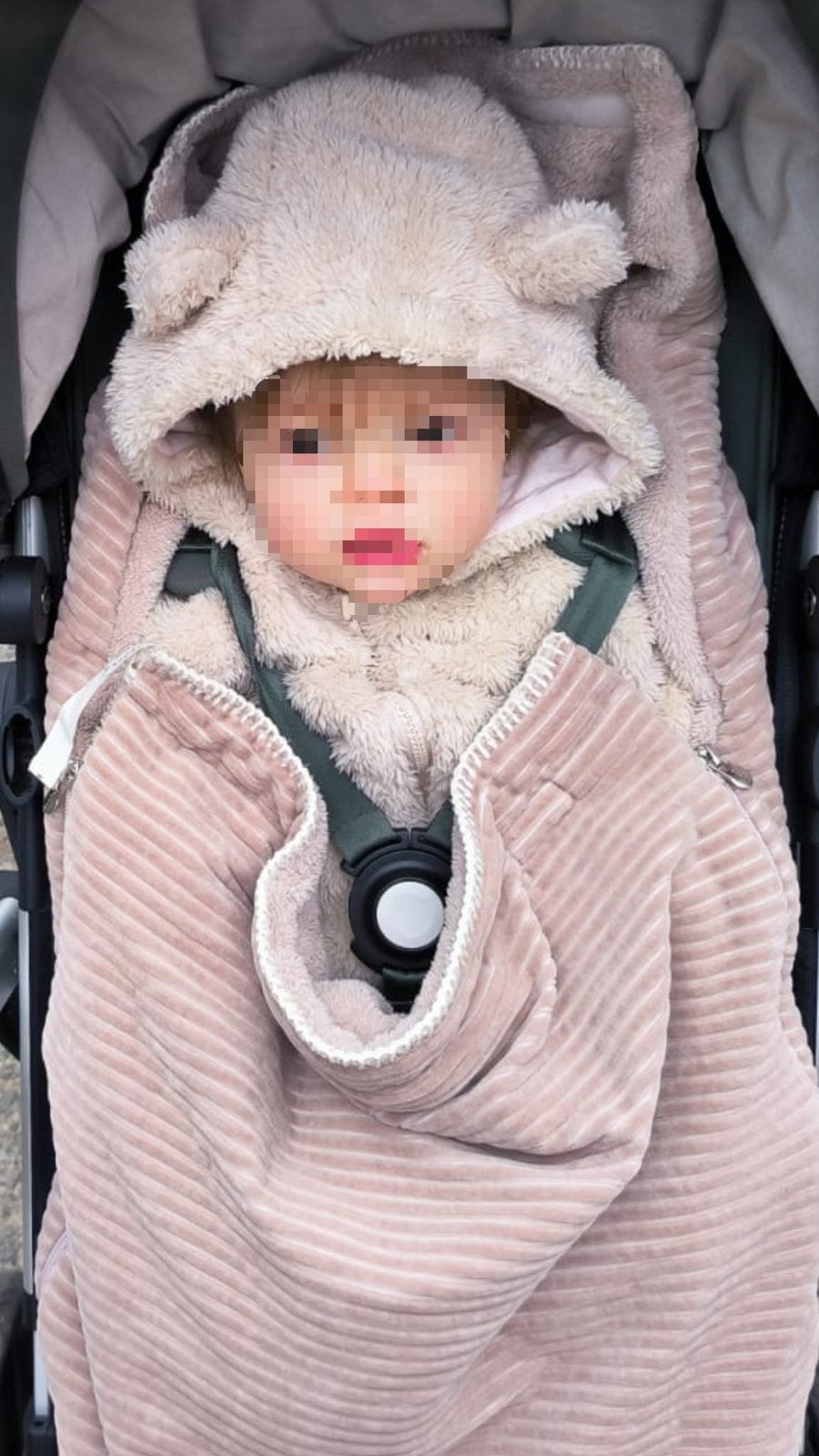 Koeka Buggy Voetenzak Teddy Vik - Grey Pink (100x40 cm), Kinderen en Baby's, Ophalen, Koeka, Zo goed als nieuw, Gevoerd