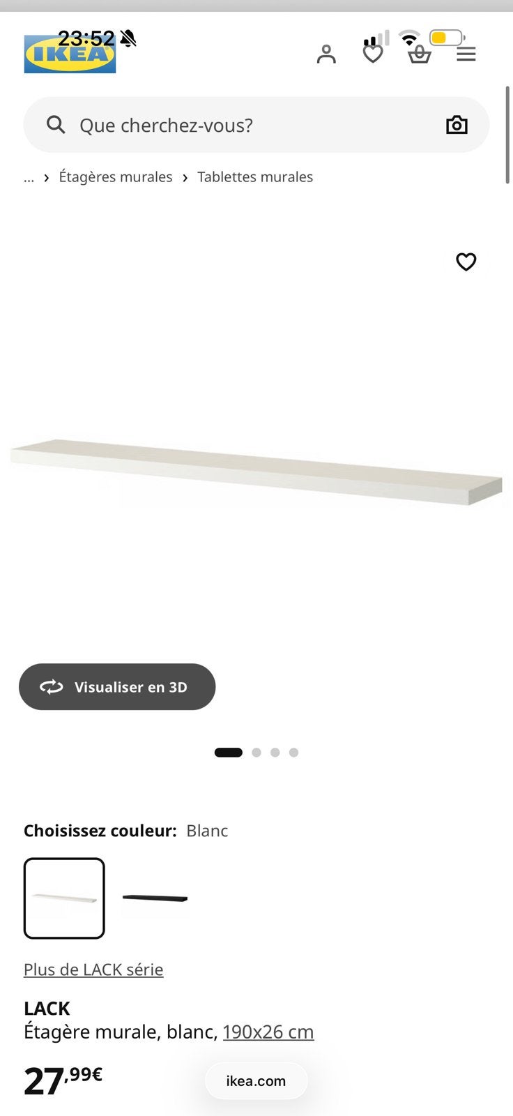Tablette murale IKEA LACK, blanc, Enlèvement, Utilisé