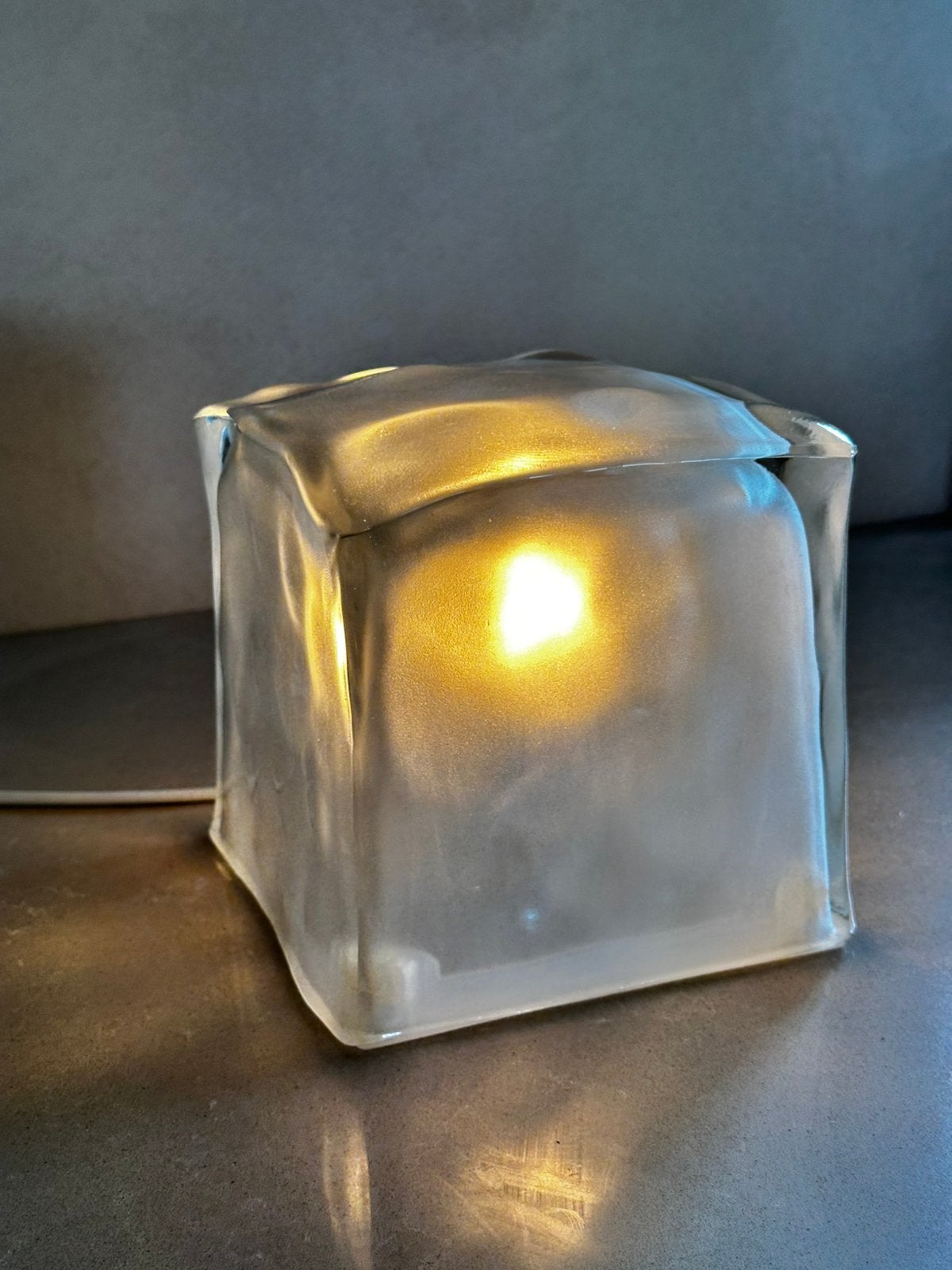 Lampe de table vintage IKEA Iviken Ice Cube Design, Enlèvement, Comme neuf, Verre, IKEA