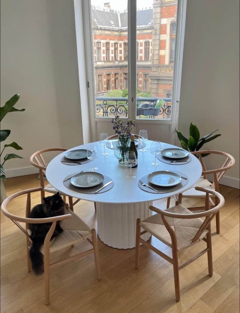 Pillar Dining Table White - Ø140 cm - HK Living, Ophalen, Gebruikt, Art deco, Rond