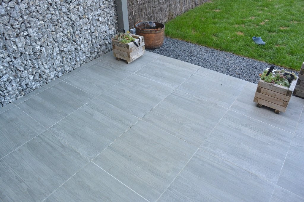 Kwalitatieve grijze tegels (stapstenen), Jardin & Terrasse, Tuiles de terrasse, Utilisé, 5 à 10 m², Enlèvement