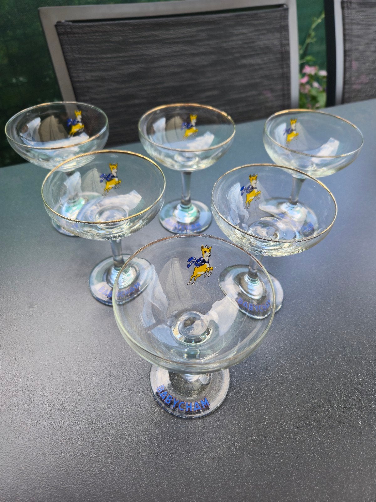 Set kristallen baby cham champagne coupe glazen, Ophalen