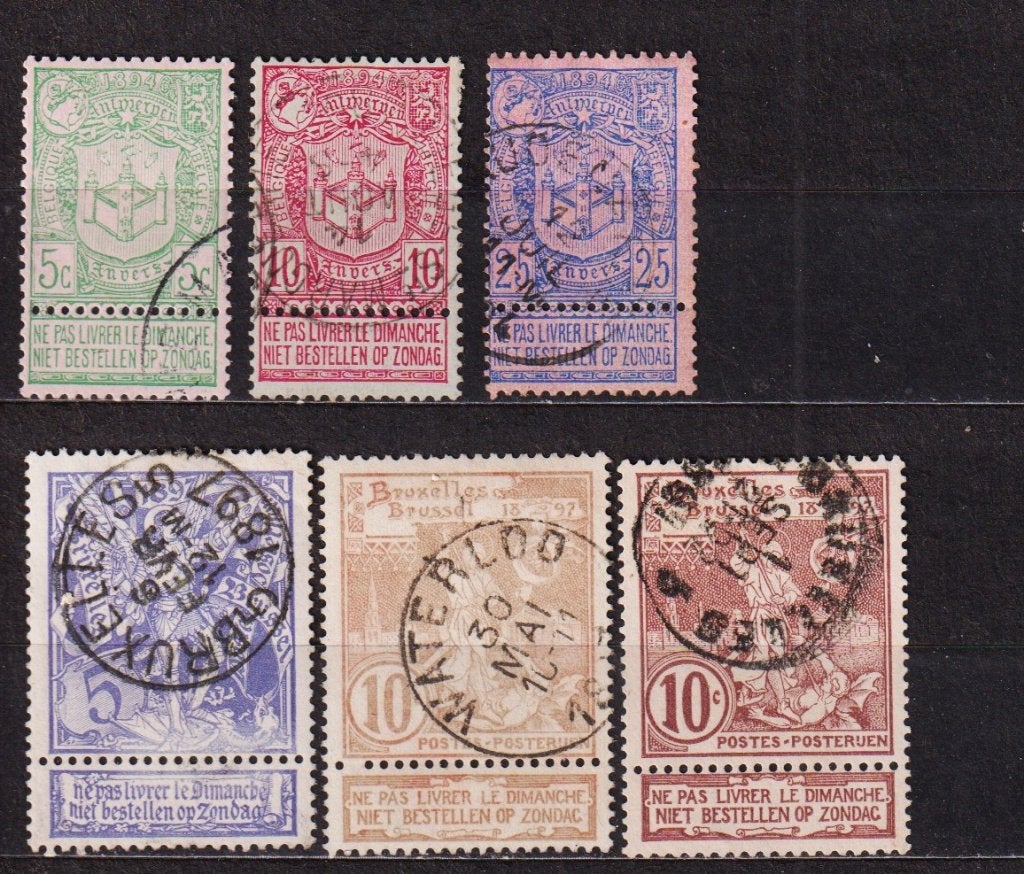 Belgique 1894-1896 COB 68-73 oblitérés, Enlèvement ou Envoi, Affranchi, Oblitéré