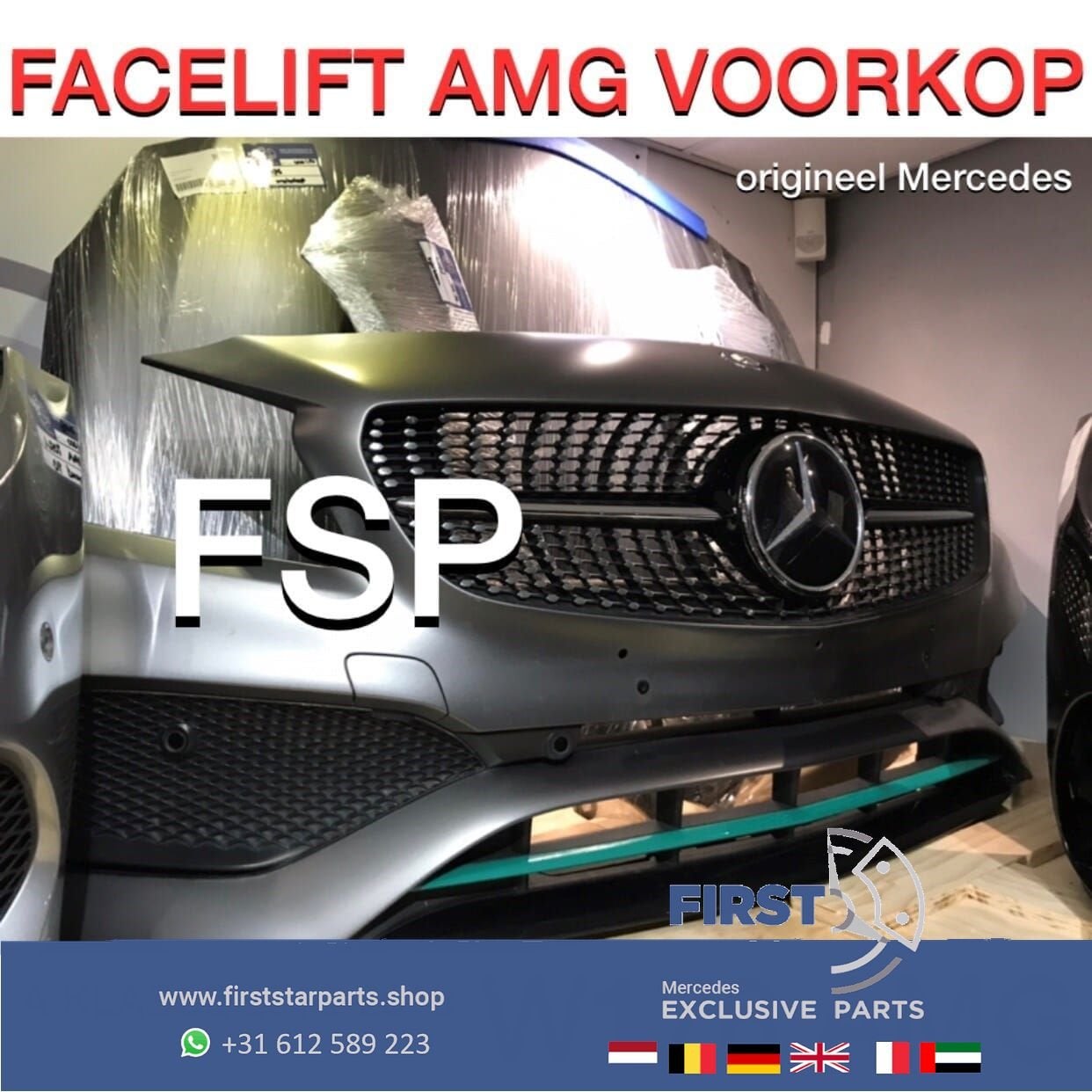 W176 FACELIFT AMG VOORKOP Mercedes A Klasse 2012-2018 GRIJS, Auto-onderdelen, Gebruikt, -, Voor, Ophalen of Verzenden