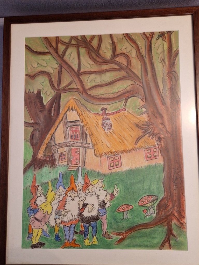 Tekening kabouters, Comme neuf, Enlèvement, Dessin, 50 à 75 cm