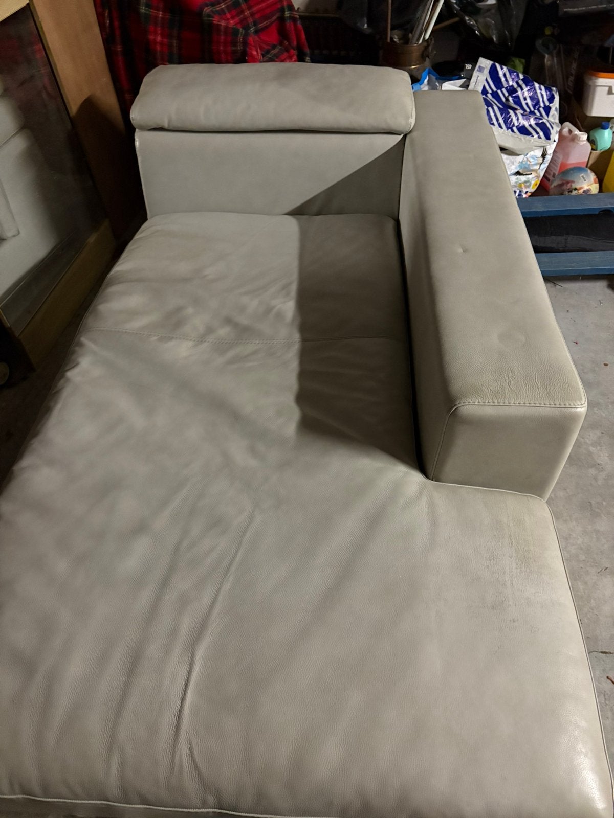 Roche bobois hoeksalon grijs leder, Enlèvement, Utilisé
