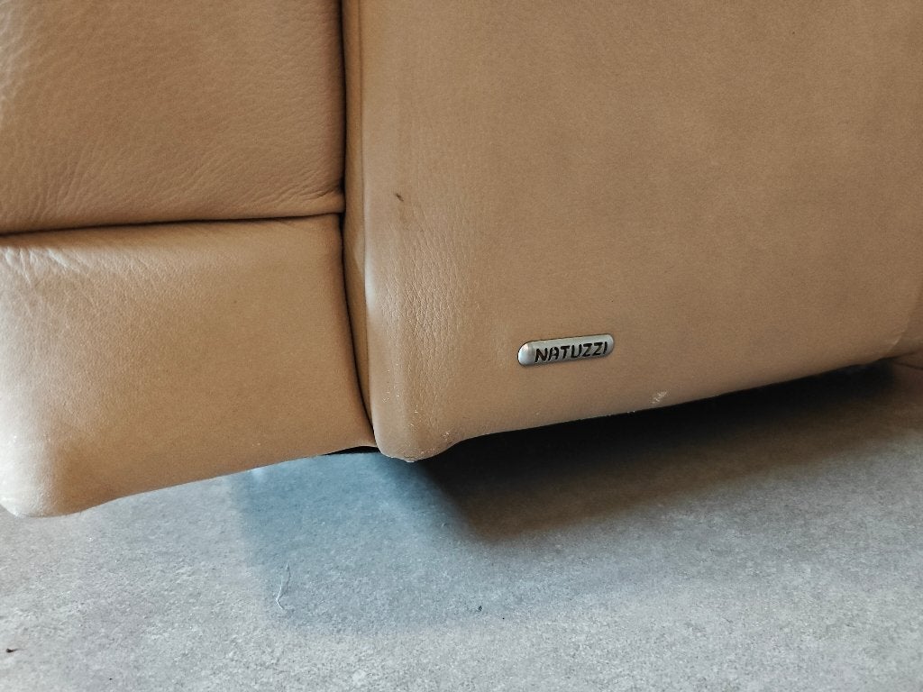 Natuzzi zetels leder beige 2zit en 3zit, Enlèvement, Utilisé, Cuir, Trois personnes